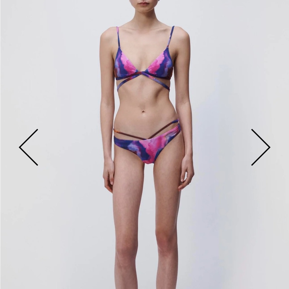 NWT Medium Set Jonathan Simkhai Emmalynn Bikini Cobalt Watercolor $230 - Picture 5 of 11